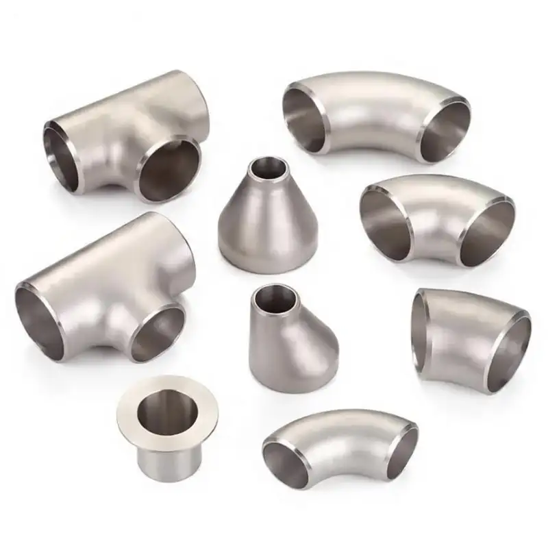 many types of stainless steel butt-welded pipe fittings such as elbow tee cap reducer