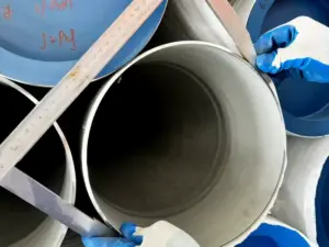 Stainless steel pipe outside diameter measurement.